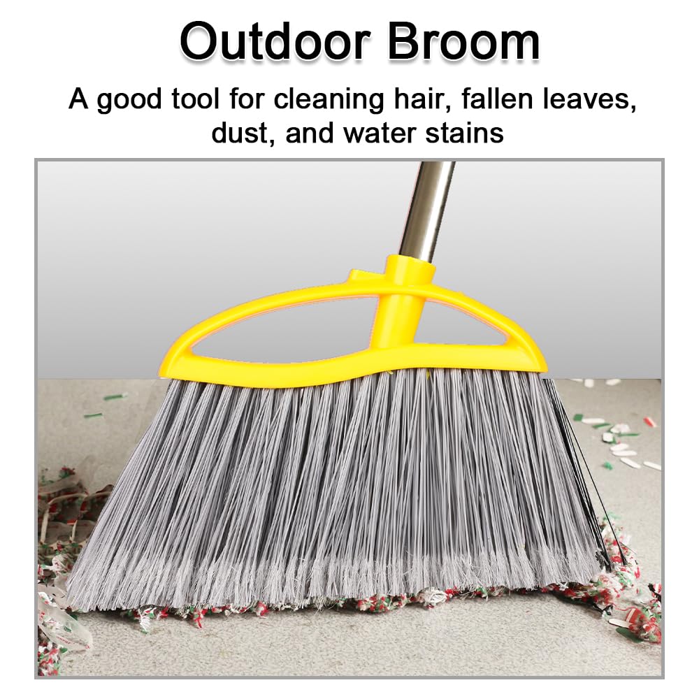 Gloffer Outdoor Angle Broom Heavy Duty with Long Handle Stiff Bristles for Garage Garden Commercial and Industrial