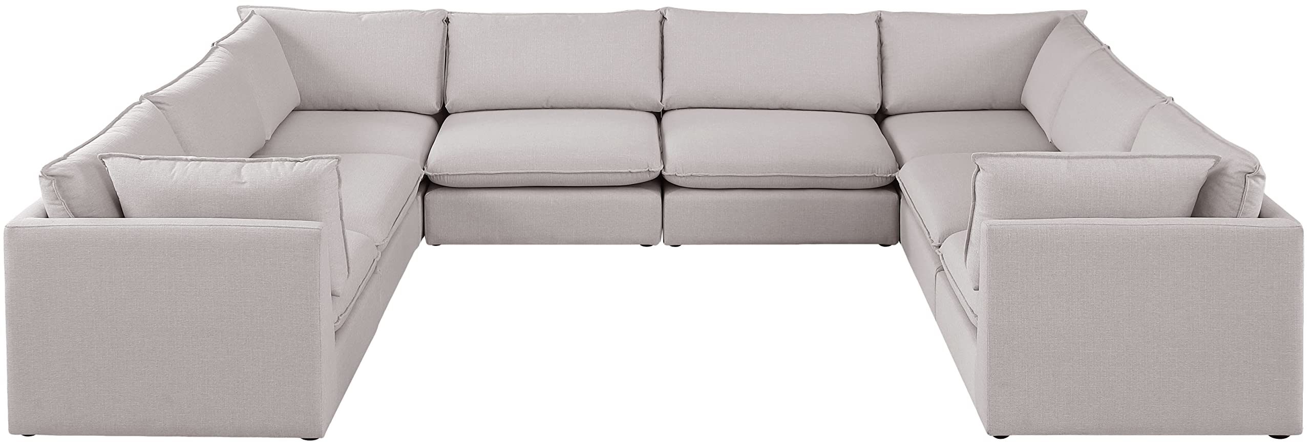 Meridian Furniture 688Beige-Sec8A Mackenzie Collection Modern | Contemporary Linen Textured Upholstered Modular Sectional, Beige, 160" W x 120" D x 35" H