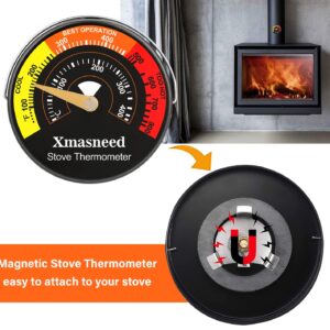 Wood Stove Thermometer Magnetic, Oven Stove Temperature Stove Top Thermometer for Wood Burning Stoves, Gas Stoves, Pellet Stove, Avoiding Stove Fan Damaged by Overheat