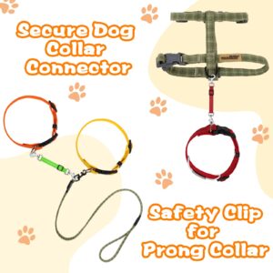 5 Pcs Safety Dog Collar Clips Prong Collar Backup Clips Adjustable Reflective Nylon Dog Collar Harness Connector Metal Double Ended Backup Clasp for Dog Harness Pet (Dark Color)