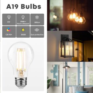 Talltreepho A19 LED Edison Bulbs 60W Equivalent, Energy Saving 800 Lumen Soft White E26 8W Non-Dimmable Clear 3000 Kelvin Natural Warm LED Light Bulbs, Antique House Lights, 6Pack