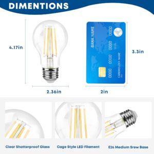 Talltreepho A19 LED Edison Bulbs 60W Equivalent, Energy Saving 800 Lumen Soft White E26 8W Non-Dimmable Clear 3000 Kelvin Natural Warm LED Light Bulbs, Antique House Lights, 6Pack