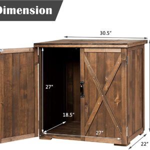 GRAFFY Garden Wooden Storage Shed, Compact Tool Cabinet with Doors and Handles, for Garden Yard Patio