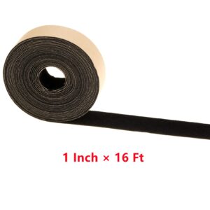 Mesheshe 1 in x 16ft Self Adhesive Polyester Felt Tape, Thick Velvet Self-Stick Felt Strip, Flocking Felt Tape Roll for DIY, Projector Screen Felt Tape Border Absorbs Light, Brightens Image (Black)