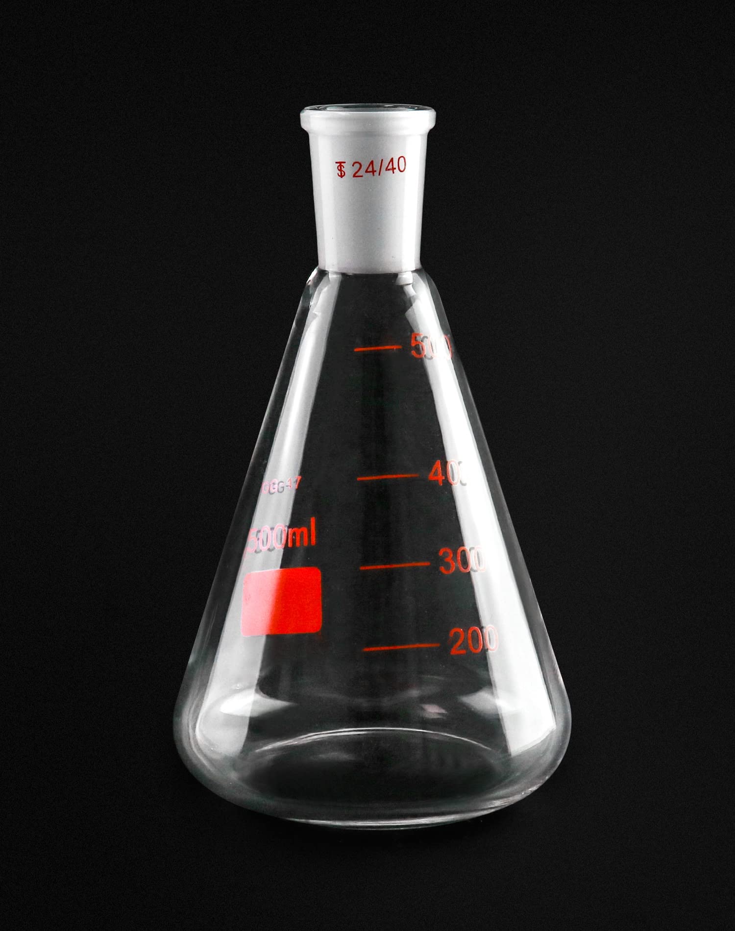 QWORK 500 mL Borosilicate Glass Erlenmeyer Flask, Thick Wall Flask with 24/40 Outer Joint