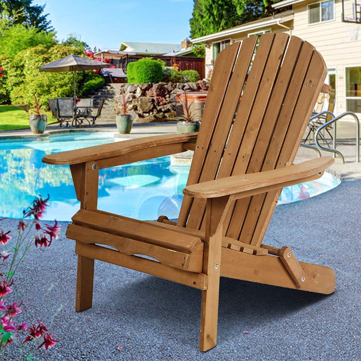 Adirondack Chair Set of 2, Folding Weather Resistant Lawn Chair w/Arms, Heavy Duty Weather Resistant Outdoor Patio Chairs Reclining, Widely Used in Outdoor, Fire Pit, Deck, Outside, Garden, Campfire