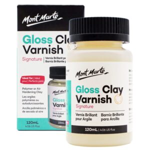 mont marte clay varnish gloss signature 4.05oz (120ml) clay sculpture sealant, glossy clay varnish, varnish for polymer or air hardening clay, clear gloss varnish for clay.