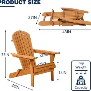 Adirondack Chair Set of 2, Folding Weather Resistant Lawn Chair w/Arms, Heavy Duty Weather Resistant Outdoor Patio Chairs Reclining, Widely Used in Outdoor, Fire Pit, Deck, Outside, Garden, Campfire