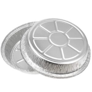 JAPCHET 20 Pack 10 Inch Round Deep Aluminum Foil Trays, 2800ML Round Foil Disposable Aluminum Foil Pan Containers for Roasting, Baking, Cooking, Reheating, Freezer & Oven Safe