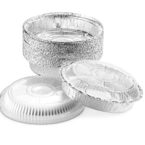 Mr Miracle Pack of 40 Disposable Aluminum Foil Pans with Clear Lids –8 Inch Circular Aluminum Pans, Ideal for Baking, Storing, Heating, Serving - Round Foil Pans with Lids