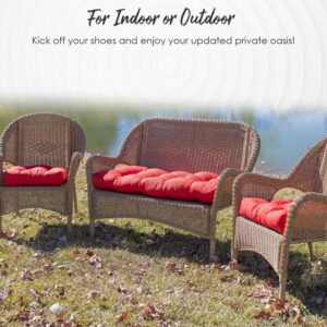 RSH Decor: Tufted U-Shape Wicker Seat Cushions Set of 2 | 19” x 19” | All-Weather Spun Fabric | Water-Resistant | Outdoor Chair Cushions for Patio Furniture | Eastman Berry Red Paisley