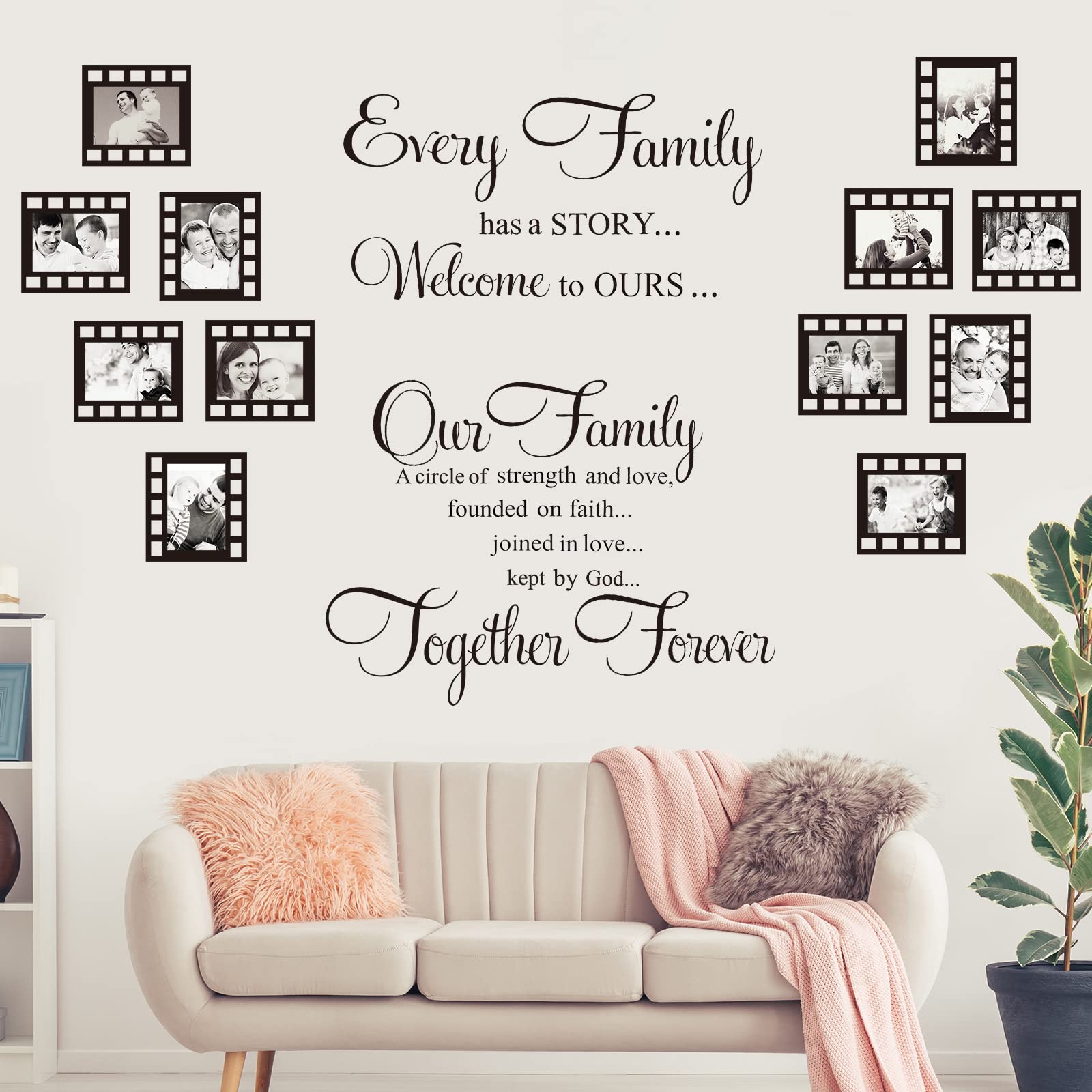 Family Wall Stickers Contains 12 Pieces of Picture Frames, Every Family Has a Story Family Wall Stickers Our Family is a Circle Wall Stickers for Living Room Wall Stickers Decor