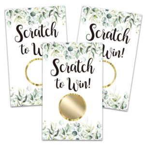 50 greenery scratch off game cards, greenery lottery tickets, activities for bridal shower activity, baby shower raffle ticket reveal to win event prizes.