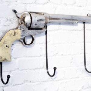 Ebros Gift 11.5" Long Rustic Western Country Wild West Outlaw Cowboy Revolver Pistol Gun 3-Peg Or Triple Wall Hooks Hanging Decor Hallway Mudroom Entrance Cabin Lodge Organizer for Coats Keys Hats