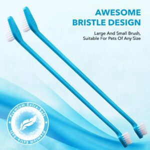 BOSHEL Oral Care Dog Toothbrush Set - 2 Long Handled Double Sided Toothbrushes + 9 Baby Finger Toothbrushes for Dogs & Cats Teeth Cleaning - Oral Care Kit for All Pet Breeds Keeps Teeth & Gums Healthy