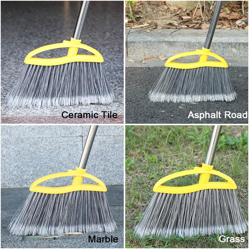 Gloffer Outdoor Angle Broom Heavy Duty with Long Handle Stiff Bristles for Garage Garden Commercial and Industrial