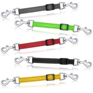 5 pcs safety dog collar clips prong collar backup clips adjustable reflective nylon dog collar harness connector metal double ended backup clasp for dog harness pet (dark color)