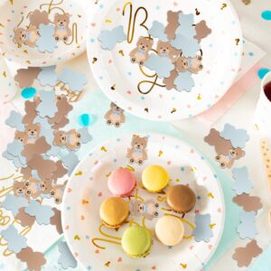 500 Pieces Bear Shaped Confetti Baby Shower Cream Brown Paper Confetti Sprinkles Bear Table Confetti for Boy Girl Home Party Table Decorations (Multi Style,0.98 Inch)