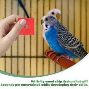 Parrot Toys 100 Pcs Wooden Blocks Bird Chewing Toy Beak Trim Parrot Foot Craft Cage Part Toy Mini Wood Chip Charms for DIY Playing Chewing Shredding Mixed Large Bird Toys