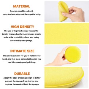 PSLER Foam Applicator Pads - Foam Car Wax Applicator Pad Detailing Round 4 inch Polishing Sponges for Car Wax Applicator Pad 12 Pack-Yellow