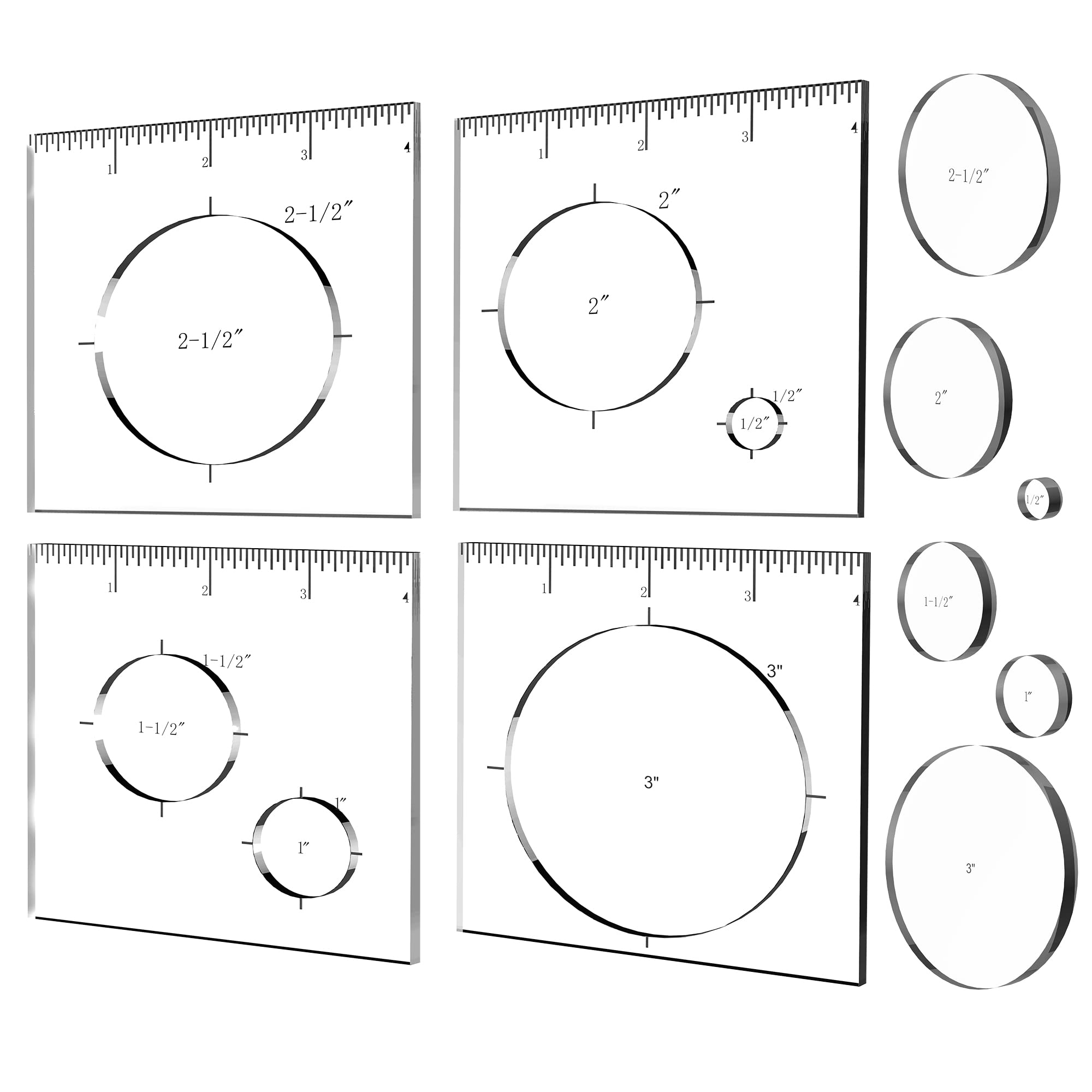 Monliful Pack of 4 Circle Inlay Template Set Router Templates for Woodworking,Router Jig Templates Decorative Templates