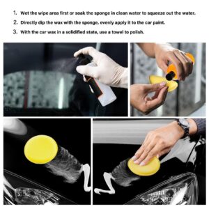 PSLER Foam Applicator Pads - Foam Car Wax Applicator Pad Detailing Round 4 inch Polishing Sponges for Car Wax Applicator Pad 12 Pack-Yellow