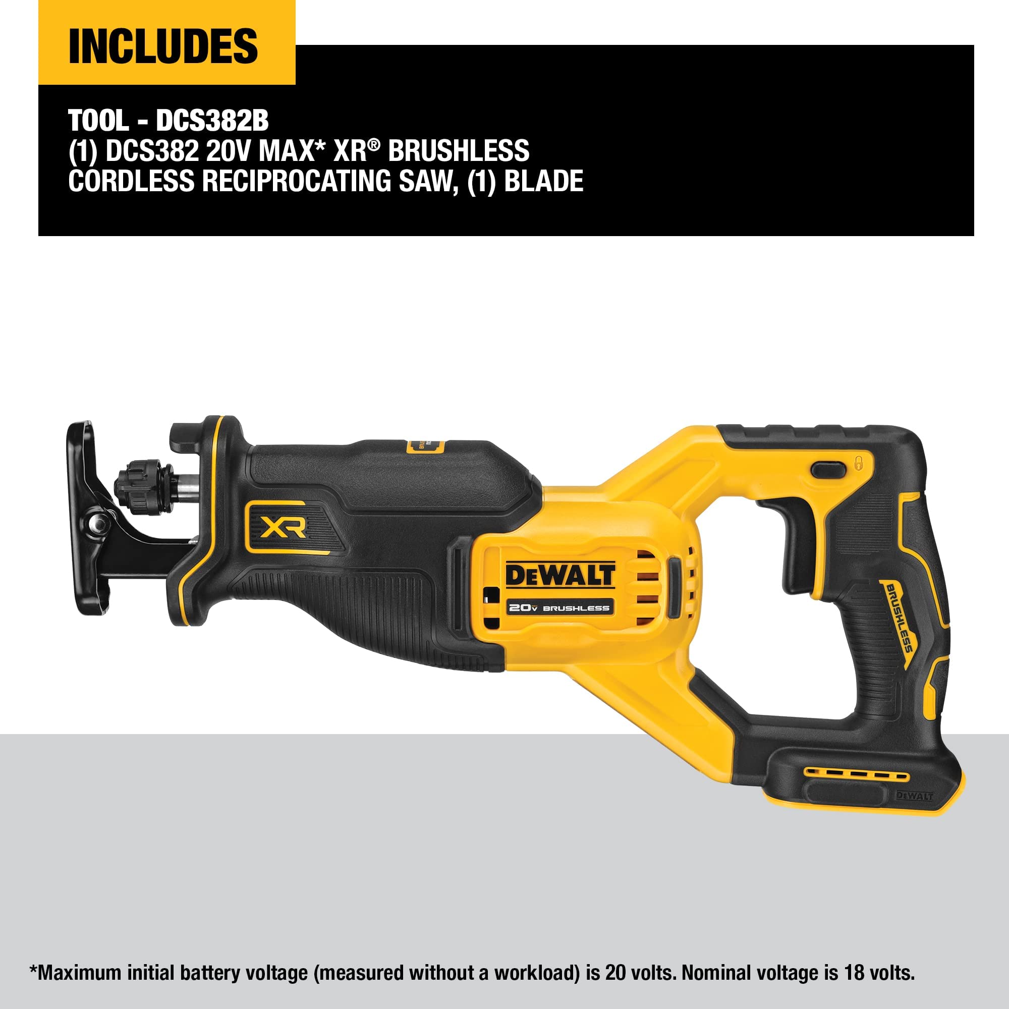 DEWALT DCS382B 20V MAX* XR® Brushless Cordless Reciprocating Saw (Tool Only) (Renewed)