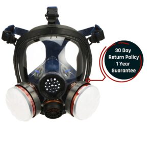 PD-100 Light Amber Full Face Organic Vapor & Particulate Respirator - Dual Activated Charcoal Filtration - Full Face Eye Protection Mask