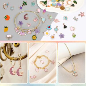 SANNIX 200Pcs Bracelet Charms for Jewelry Making Wholesale Bulk Jewelry Making Bracelets Charms Gold Plated Enamel Charms Pendants for Bracelet Necklace Jewelry Making