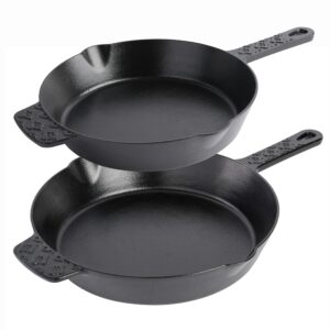 spice by tia mowry savory saffron 2-piece (8" & 10") pre-seasoned cast iron skillet set