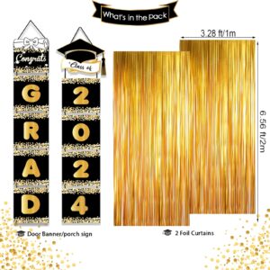 2024 Graduation Party Decorations - Graduation Decorations Class of 2024, Graduation Party Supplies Pack Including Backdrop, Porch Sign, Banner, Balloons, Photo Booth Props