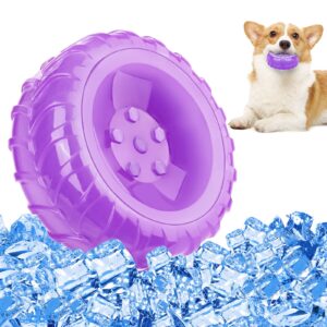 pawaboo pet cooling chew toy, freezable dog teether chewing ring for aggressive chewers, upgraded non-toxic freeze fetch toy for small medium dog puppy, summer pet interactive toys, purple