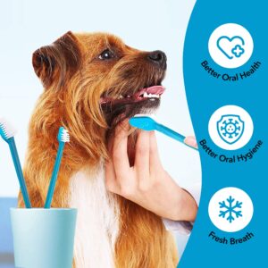 BOSHEL Oral Care Dog Toothbrush Set - 2 Long Handled Double Sided Toothbrushes + 9 Baby Finger Toothbrushes for Dogs & Cats Teeth Cleaning - Oral Care Kit for All Pet Breeds Keeps Teeth & Gums Healthy