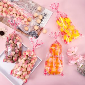 100 Pieces Ballet Cellophane Goody Bags Ballet Girl Plastic Goody Bag Dancing Girls Transparent Candy Bags with 100 Pieces Silver Twist Ties for Ballet Theme Baby Shower Birthday Party Decors, Pink