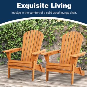 Adirondack Chair Set of 2, Folding Weather Resistant Lawn Chair w/Arms, Heavy Duty Weather Resistant Outdoor Patio Chairs Reclining, Widely Used in Outdoor, Fire Pit, Deck, Outside, Garden, Campfire