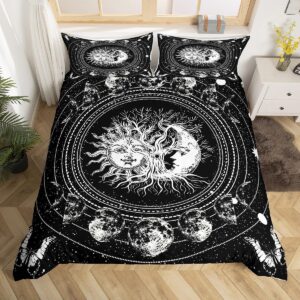 Erosebridal Tree of Life Comforter Cover,Sun and Moon Duvet Cover,Black and White Moon Phase Bedspread Set Breathable Soft,Mandala Butterfly Galaxy Astrology Bed Cover Full with 2 Pillow Shams