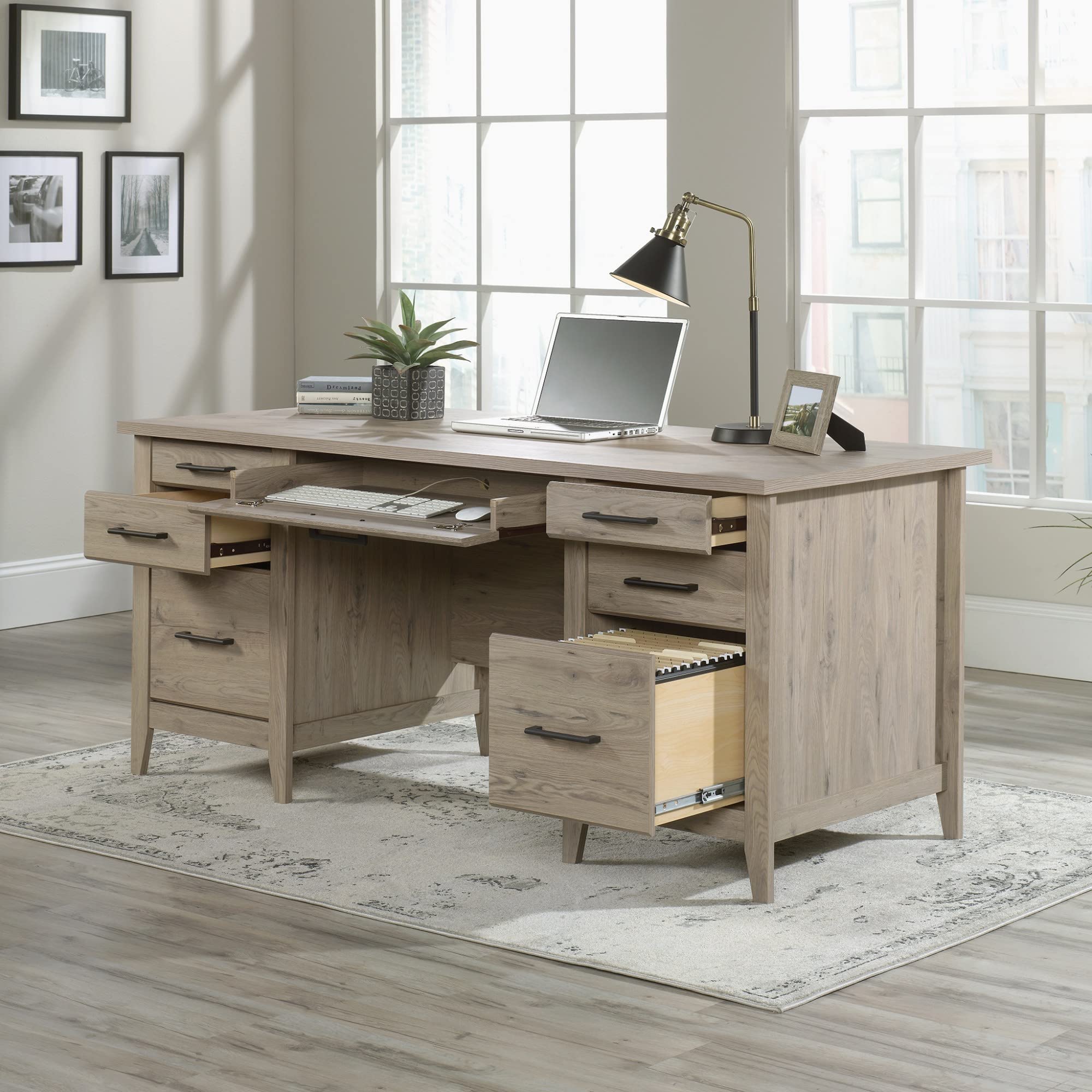 Sauder® Summit Station 66"W Executive Computer Desk, Laurel Oak