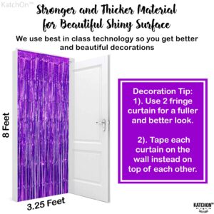 KatchOn, XtraLarge Purple Foil Fringe Curtain - 8x3.2 Feet, Pack of 2, Purple Party Decorations | Purple Backdrop Curtain for Mermaid Birthday Decorations | Purple Streamers for Mardi Gras Decorations