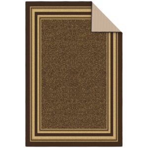 Ottomanson Ottohome Non-Slip Rubberback Bordered Design 5x7 Indoor Area Rug, 5' x 6'6", Brown