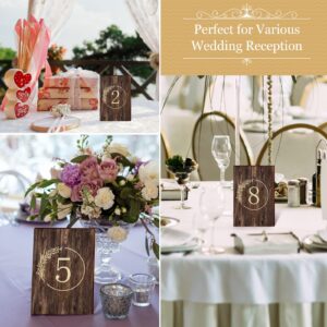 12 Pieces Rustic Wooden Wedding Table Numbers Decors Country Wedding Table Decoration Self Stand Wedding Centerpieces Table Signs for Wedding Bridal Shower Restaurant Reception Decor, Number 1-12