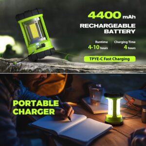 elesall Camping Lantern, 3000LM LED Rechargeable Battery Operated Lantern, 5 Light Modes, COB Waterproof Lantern Flashlight, Camping Light for Power Outage, Hurricane, Survival, Hiking