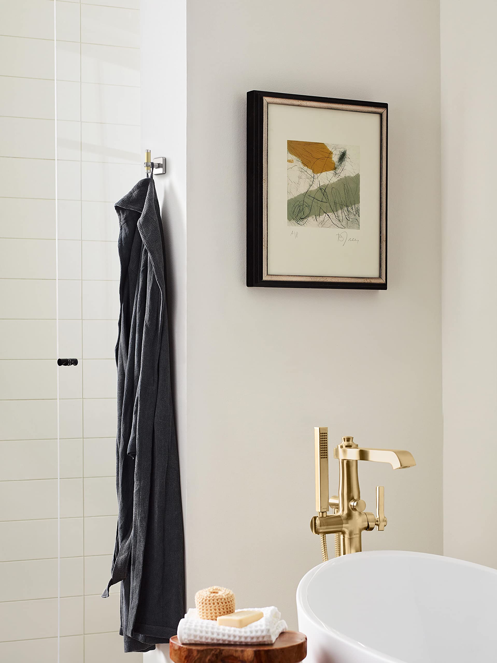 Amerock BH36563PNBBZ | Polished Nickel/Golden Champagne Single Robe Hook | 2-11/16 in. (68 mm) Length Towel Holder | Esquire | Towel Hook for Bathroom | Bathroom Hardware | Bath Accessories