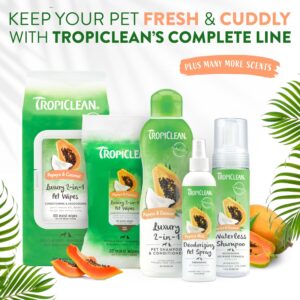 TropiClean Papaya & Coconut Dog Wipes for Paws and Butt | Deep Cleaning Dog Grooming Wipes | Safe for The Face | Cat Friendly | 20 Count