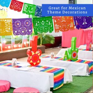 Mexican Party Banners (5 Pack with 10 Plastic Flags per Banner) - Mexican Themed Party Decorations - Papel Picado Mexicano Para Fiesta - Mexican Fiesta Party Decorations - Mexican Décor