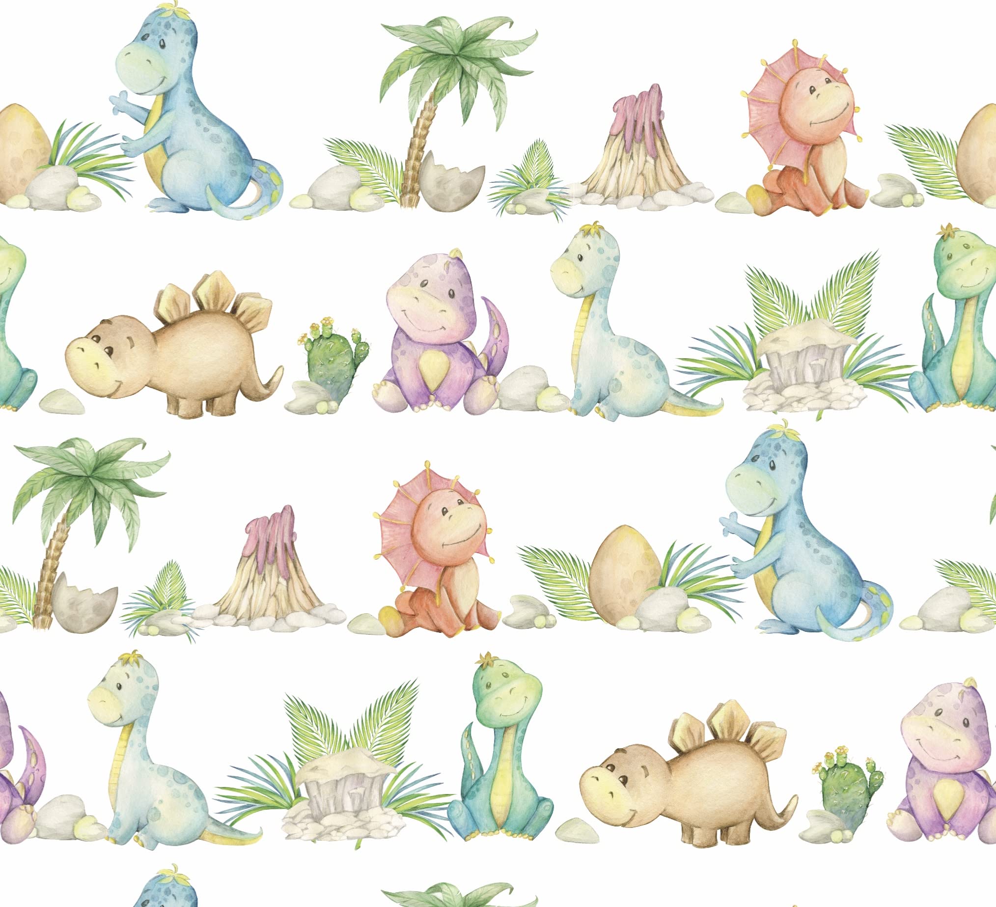 Stesha Party Dinosaur Baby Shower or Birthday Gift Wrapping Paper - Folded Flat 30 x 20 Inch (3 Sheets)