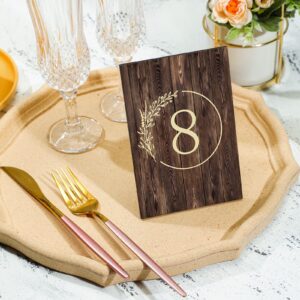 12 Pieces Rustic Wooden Wedding Table Numbers Decors Country Wedding Table Decoration Self Stand Wedding Centerpieces Table Signs for Wedding Bridal Shower Restaurant Reception Decor, Number 1-12