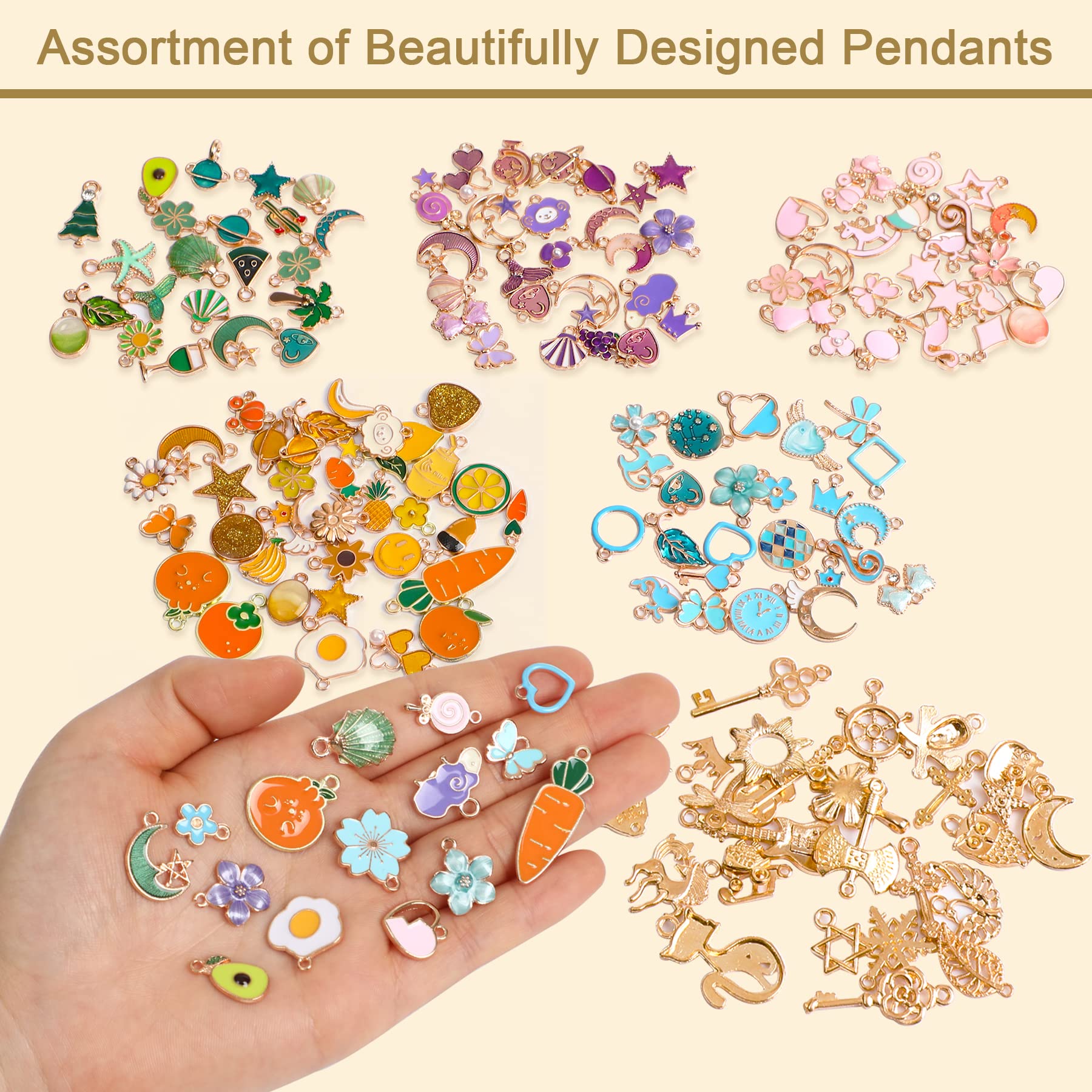 SANNIX 200Pcs Bracelet Charms for Jewelry Making Wholesale Bulk Jewelry Making Bracelets Charms Gold Plated Enamel Charms Pendants for Bracelet Necklace Jewelry Making