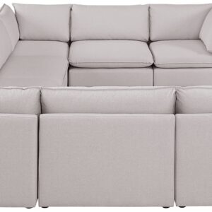 Meridian Furniture 688Beige-Sec8A Mackenzie Collection Modern | Contemporary Linen Textured Upholstered Modular Sectional, Beige, 160" W x 120" D x 35" H