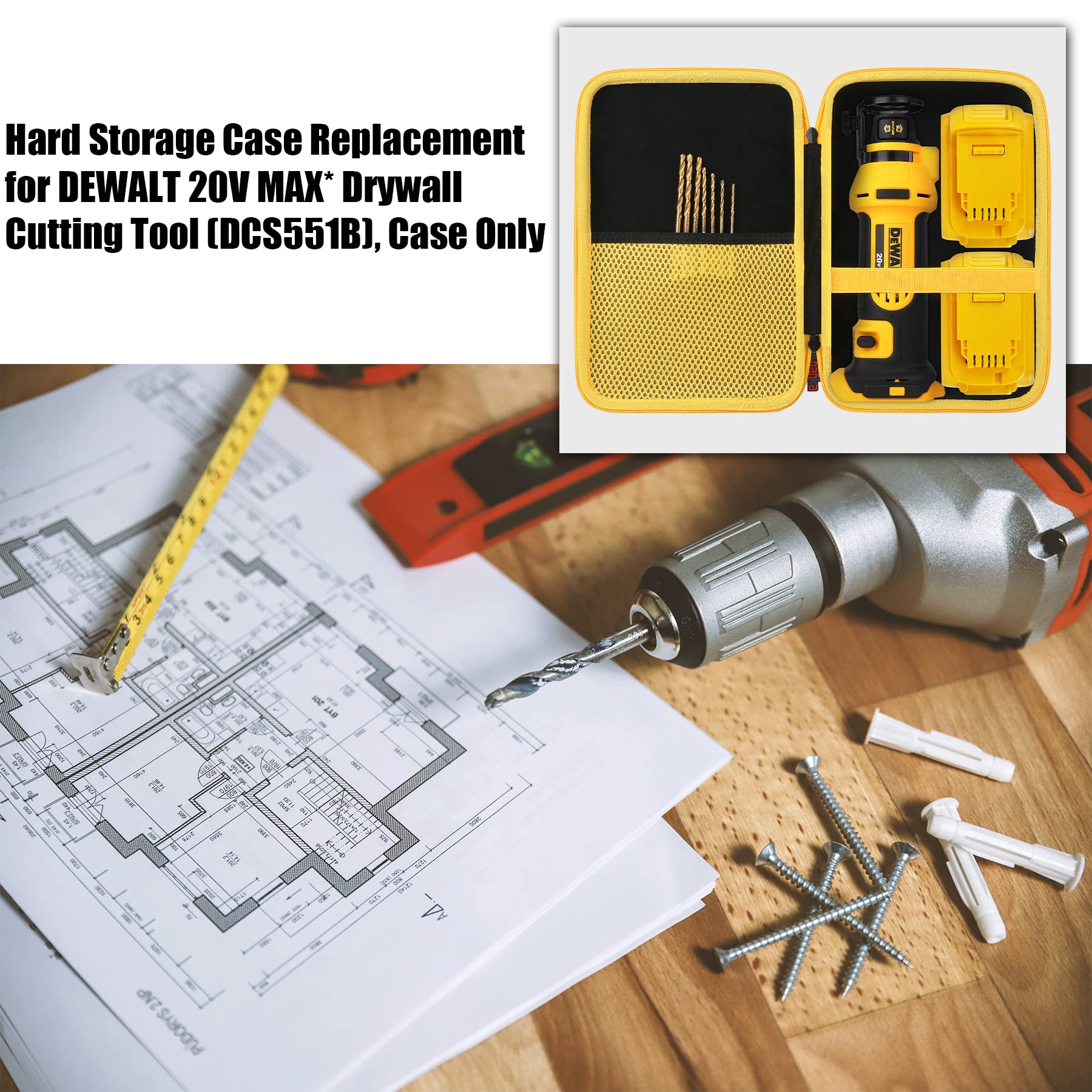 khanka Hard Storage Case Replacement for DEWALT 20V MAX* Drywall Cutting Tool (DCS551B), Case Only