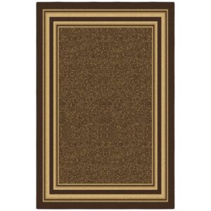 Ottomanson Ottohome Non-Slip Rubberback Bordered Design 5x7 Indoor Area Rug, 5' x 6'6", Brown